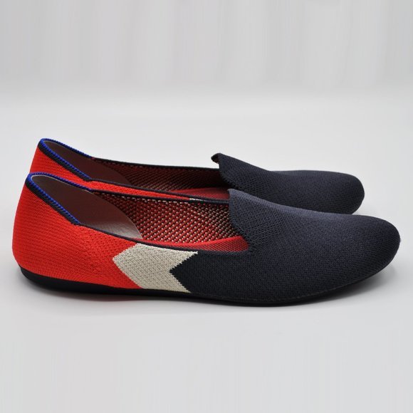 Rothy's Slate Prep Red White Navy Blue Flats Loafers, Size 10 - Picture 3 of 6
